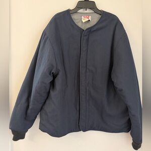 Bulwark FR Jacket Men’s Large  Navy Blue Flame Resistant Quilted Snap Up